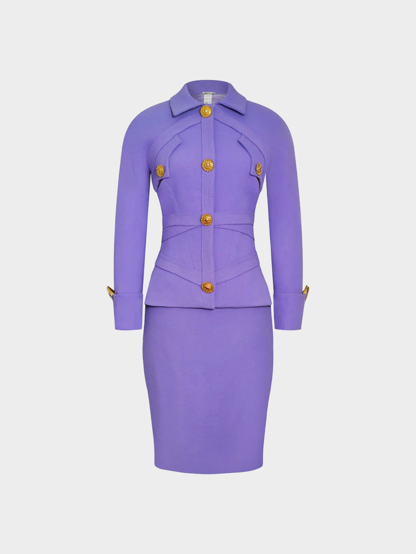 Gianni Versace FW 1992 Lilac Virgin Wool Jacket and Skirt Set