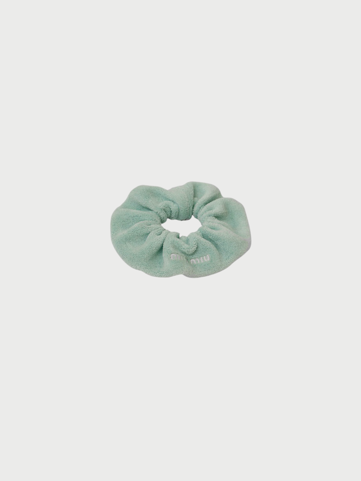 Miu Miu 2020s Emerald Green Cotton Nylon Pile Scrunchie