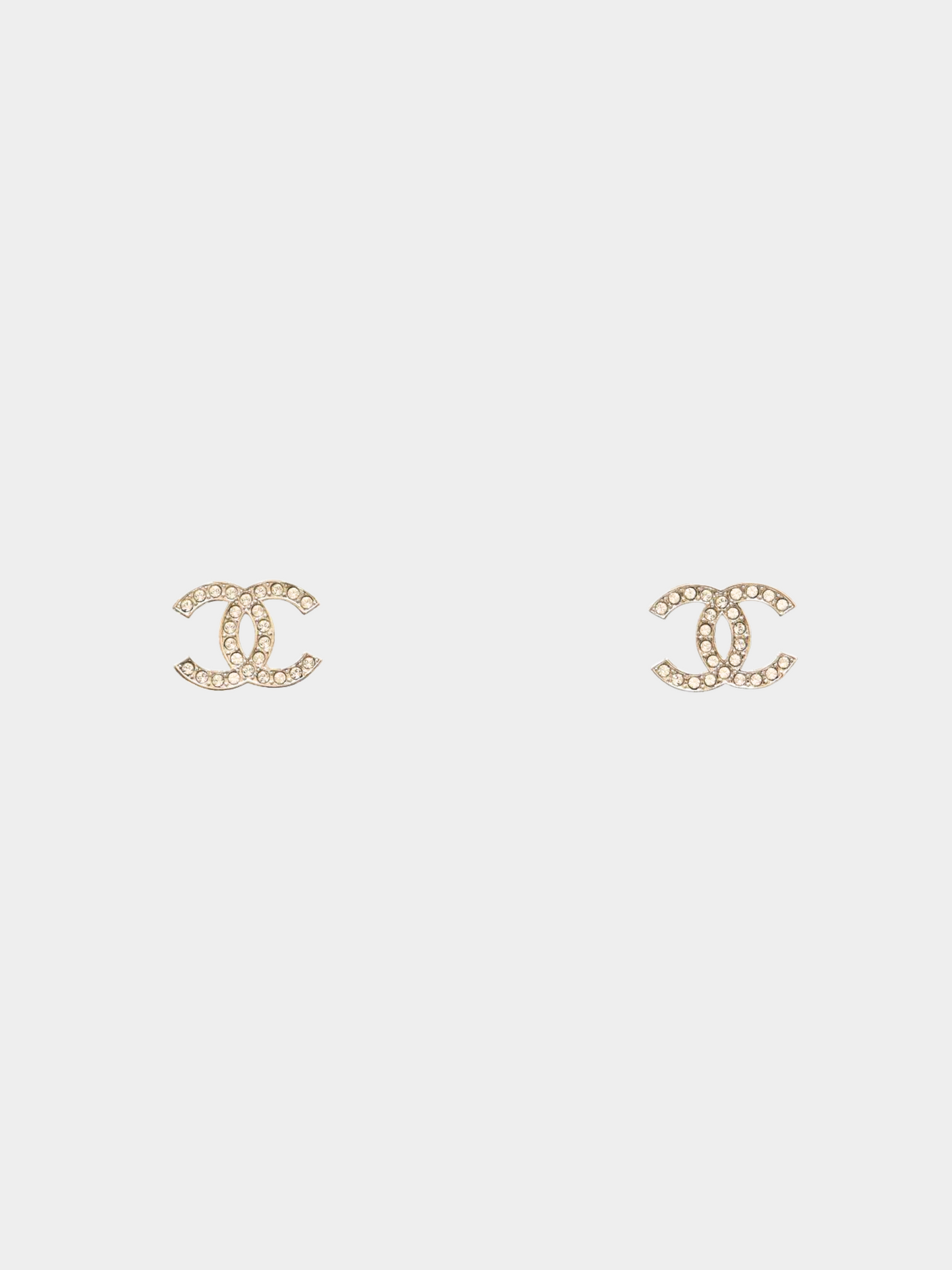 Chanel 1990s Silver COCO Rhinestone Earrings