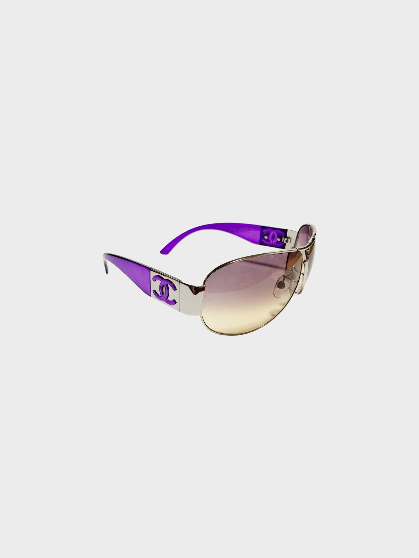Chanel 2010s Purple CC Aviator Sunglasses