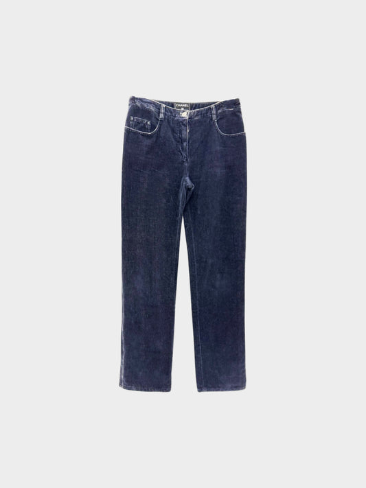 Chanel FW 2002 Dark Denim CC Straight Pants