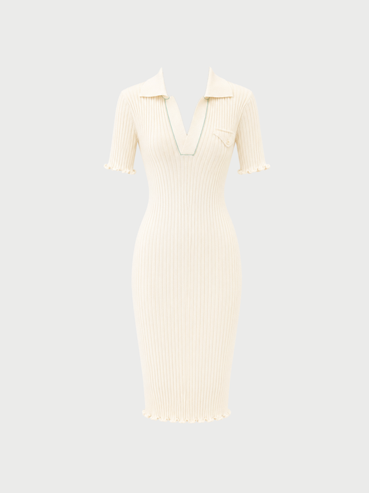 Bottega Veneta Spring 2021 Ribbed Wool Knit Midi Dress