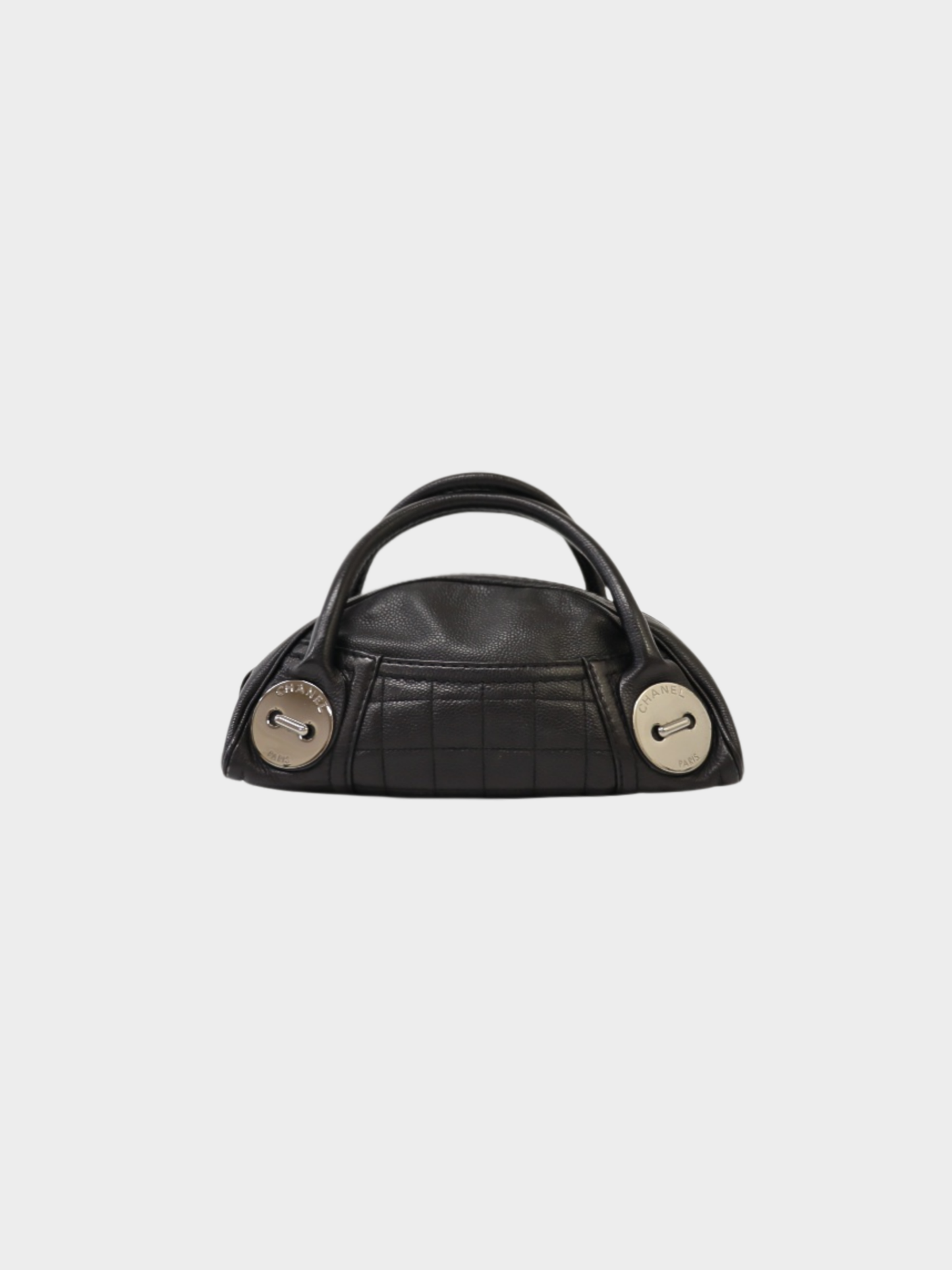 Chanel 2000s Black Lambskin Chocolate Bar Mini Boston Bag