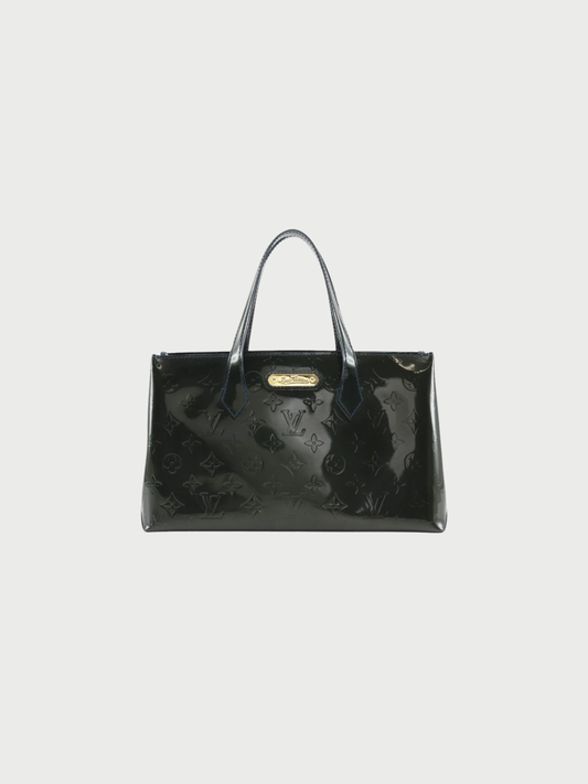 Louis Vuitton 2009 Bleu Nuit Monogram Vernis Wilshire PM Handbag