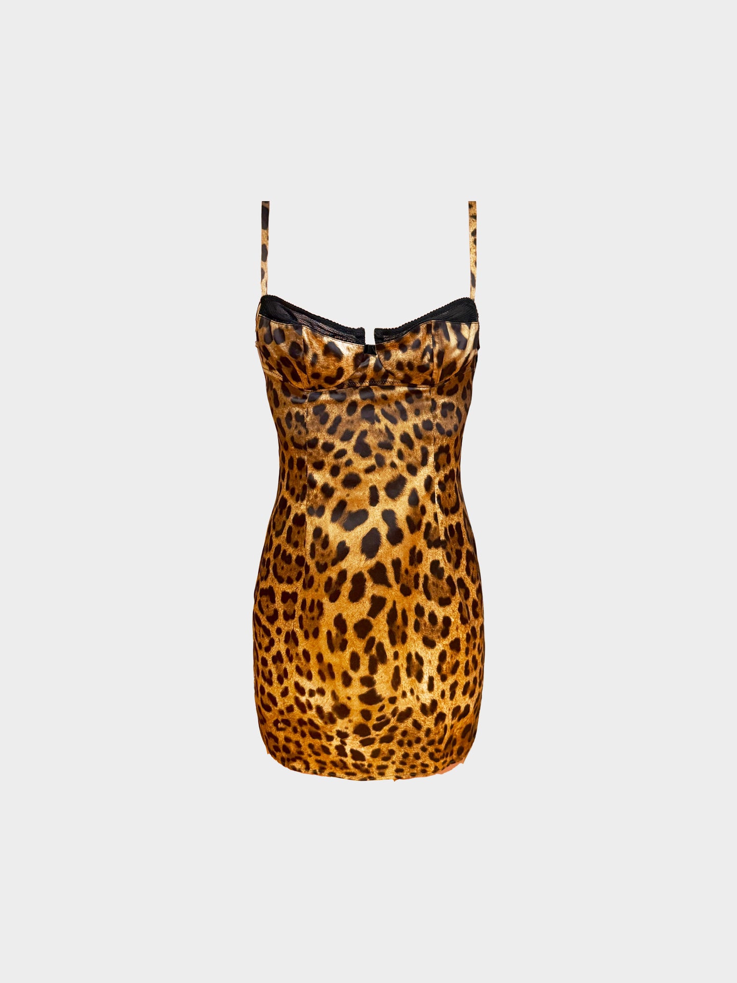 Dolce and Gabbana 2000s Leopard Print Fitted Bustier Dress