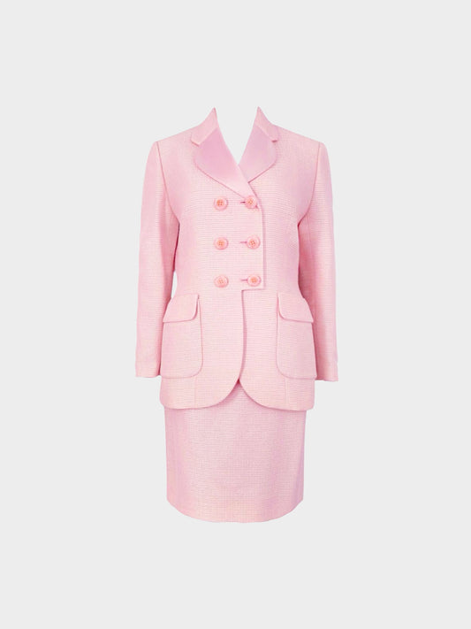 Christian Dior 1990s Pink Tweed Jacket and Skirt Set
