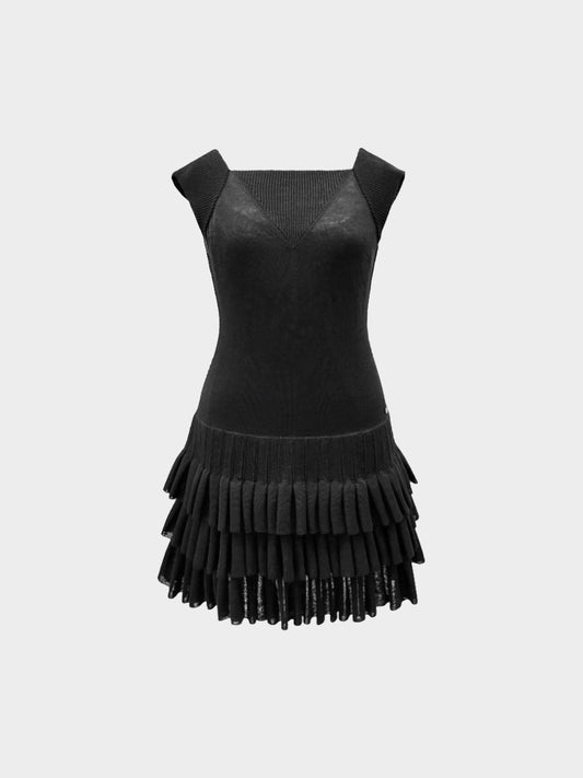Chanel by Karl Lagerfeld 2010s Black Linen Knit Dress