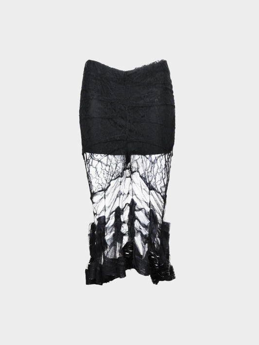 Christian Dior FW 2003 Black Sheer Lace Skirt