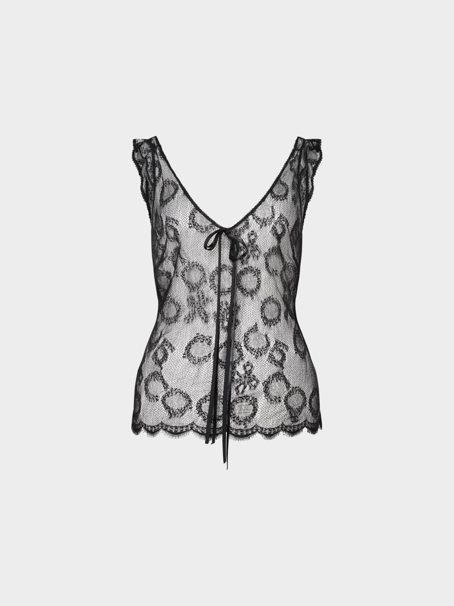 Chanel by Karl Lagerfeld SS 2005 Black COCO 5 Pattern Lace Camisole