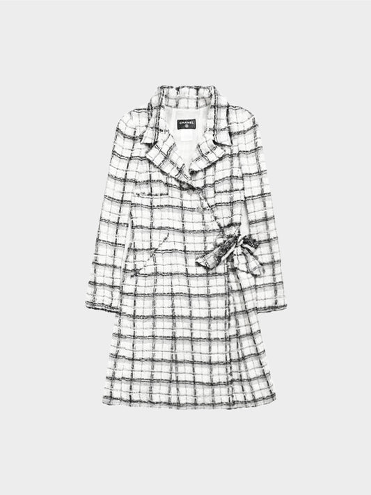 Chanel Spring 2005 Black and White Tweed Long Coat
