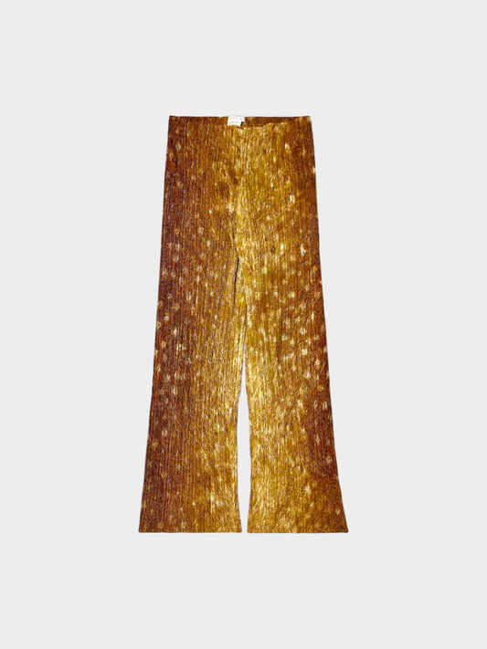 Issey Miyake Pleats Please FW 2003 Rare Brown Deer Print Wide Leg Pants