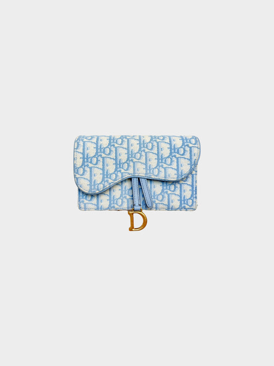 Christian Dior 2020s Cornflower Blue Trotter Saddle Belt Bag