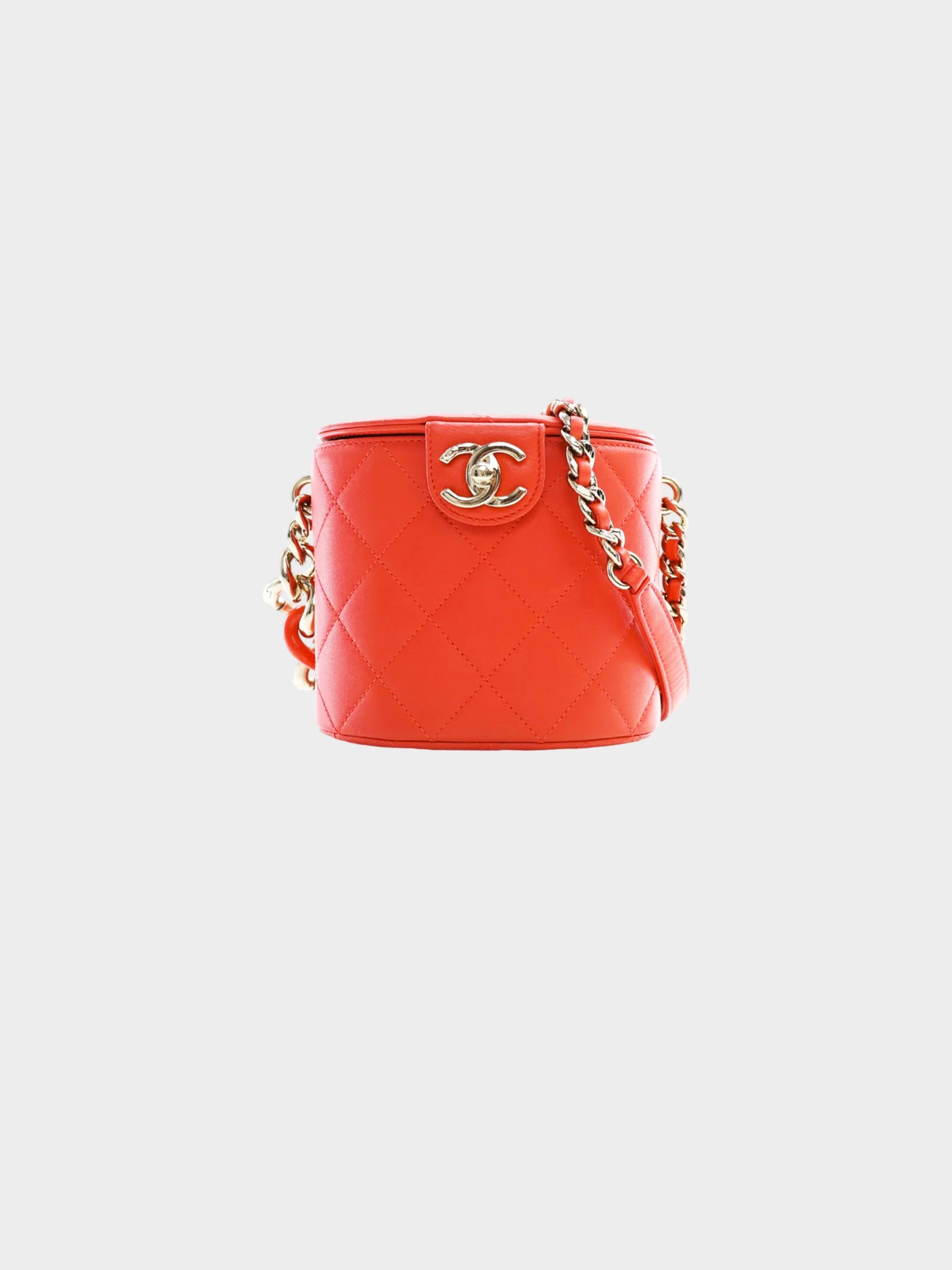 Chanel 2020 Coral Lambskin Chain Vanity Bag