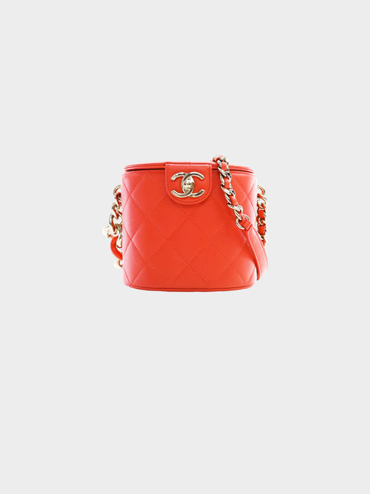 Chanel 2020 Coral Lambskin Chain Vanity Bag