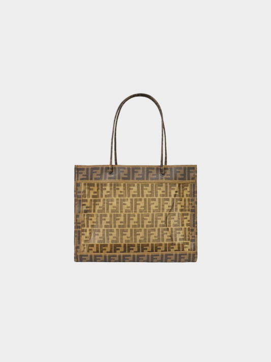 Fendi 2000s Brown Zucca Pattern Mesh Tote Bag