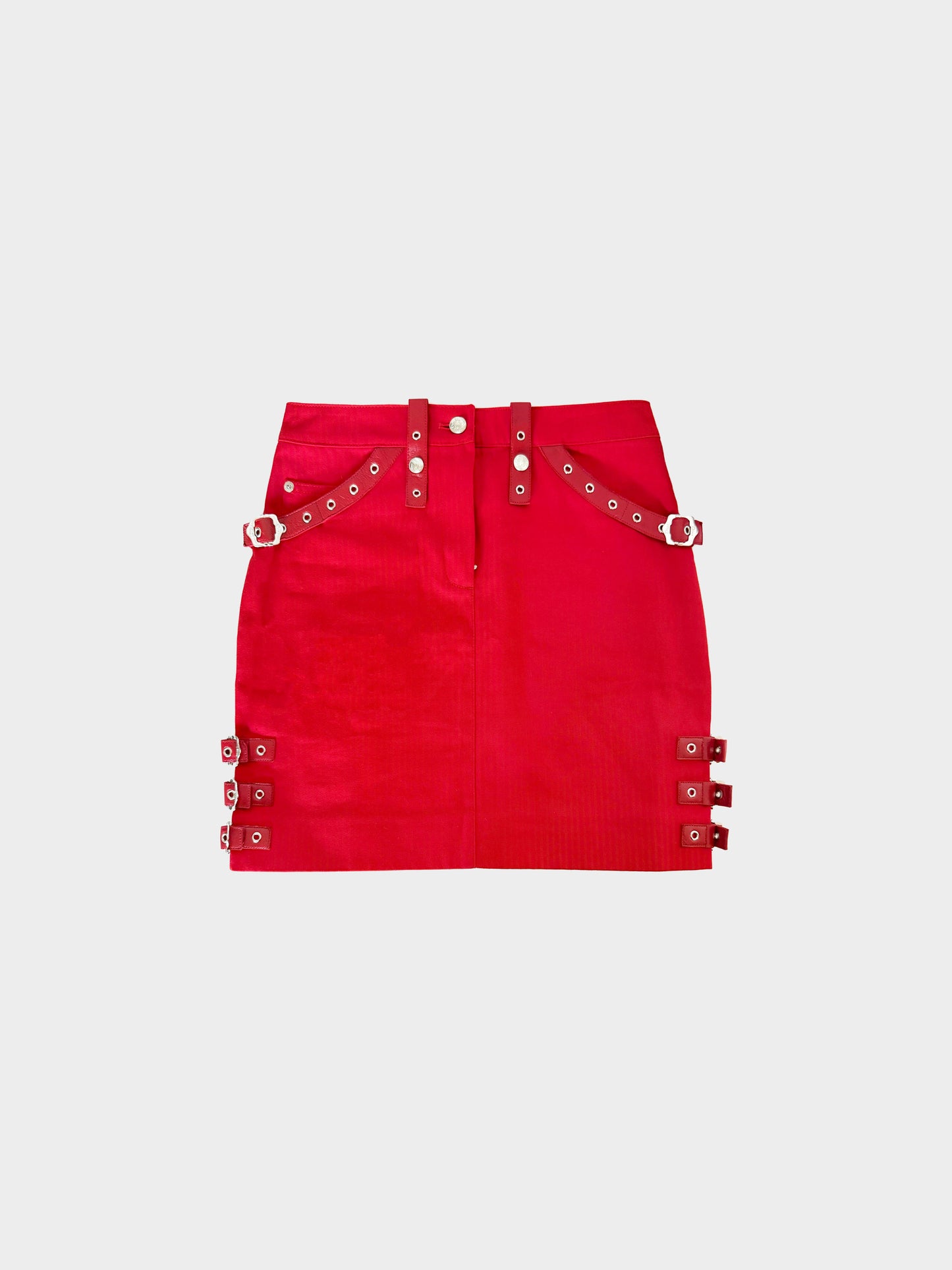 Christian Dior by John Galliano FW 2003 Red Bondage Mini Skirt