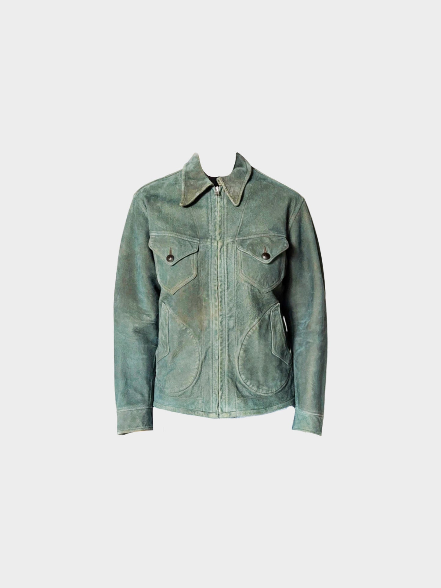 Ralph Lauren 1990s Blue Suede Zip-up Jacket