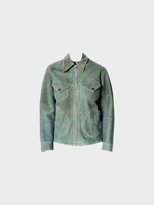 Ralph Lauren 1990s Blue Suede Zip-up Jacket