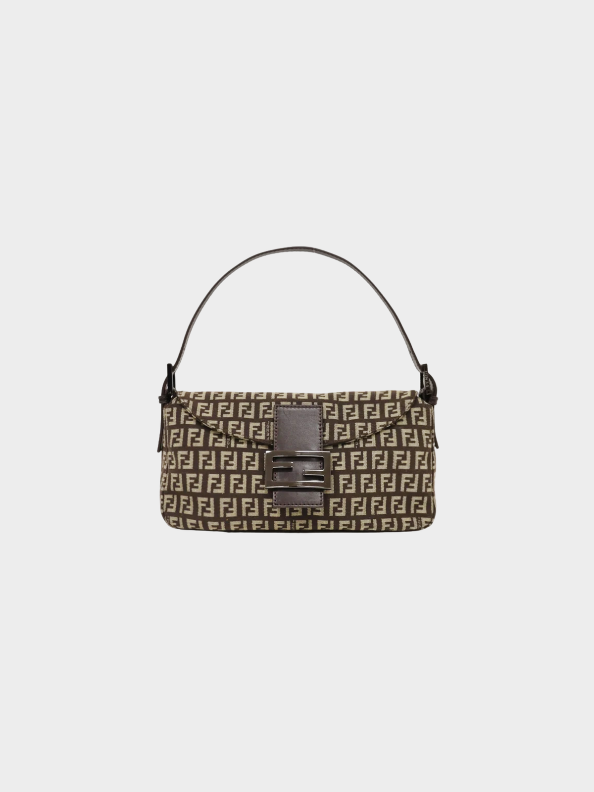 Fendi 2000s Brown Zucca Canvas Mama Baguette Bag