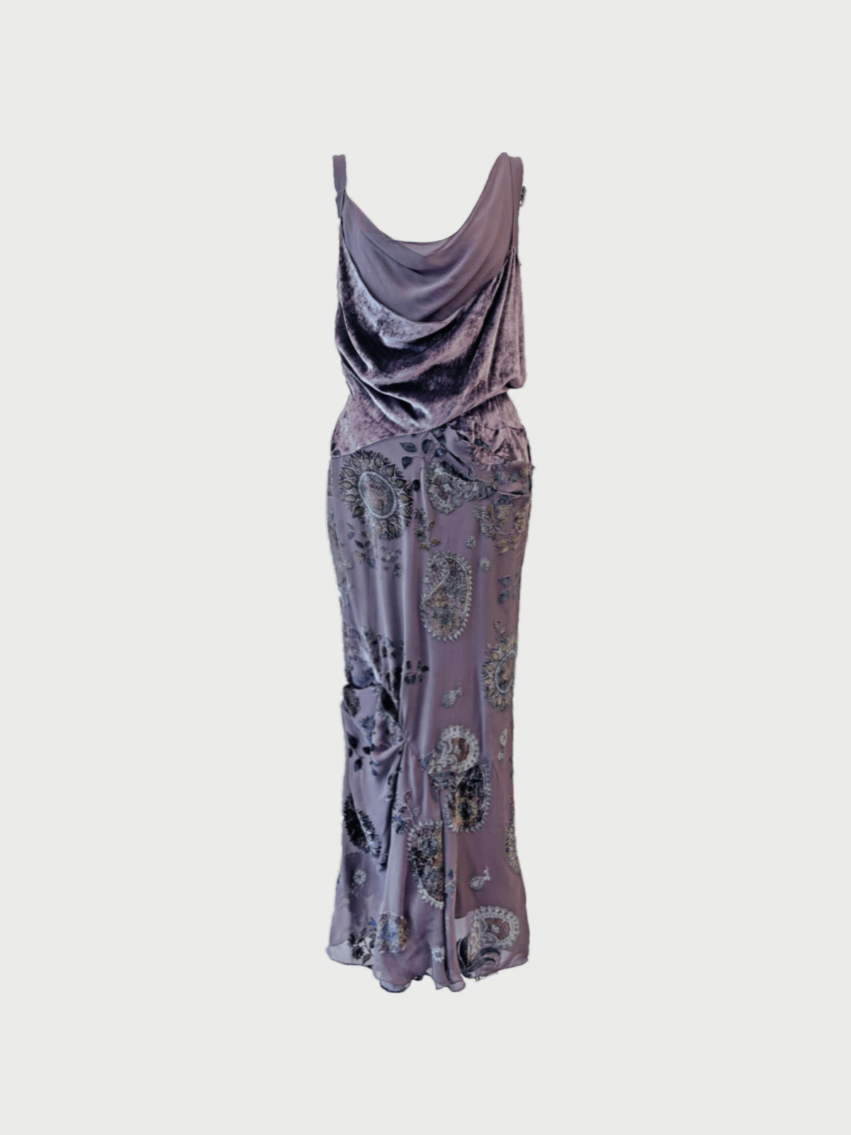 Christian Dior 2005 Mauve Floral Devoré Silk Gown