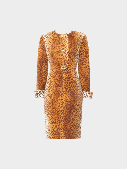 Valentino FW 1992-1993 Leopard Print Long Sleeved Dress