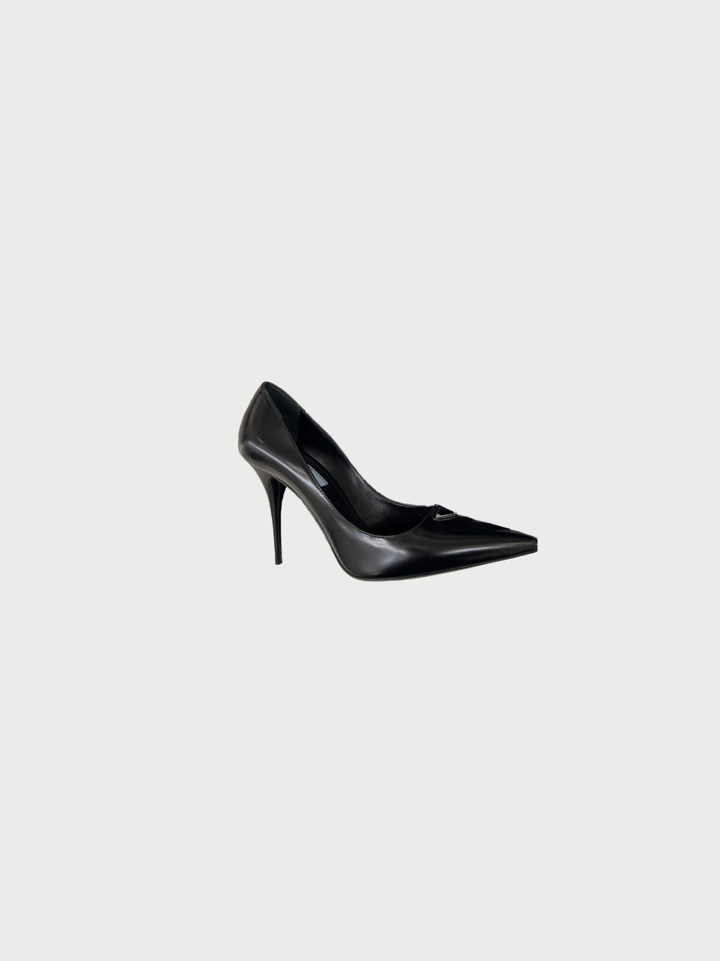 Prada 2020s Black Brushed Leather Logo Pumps