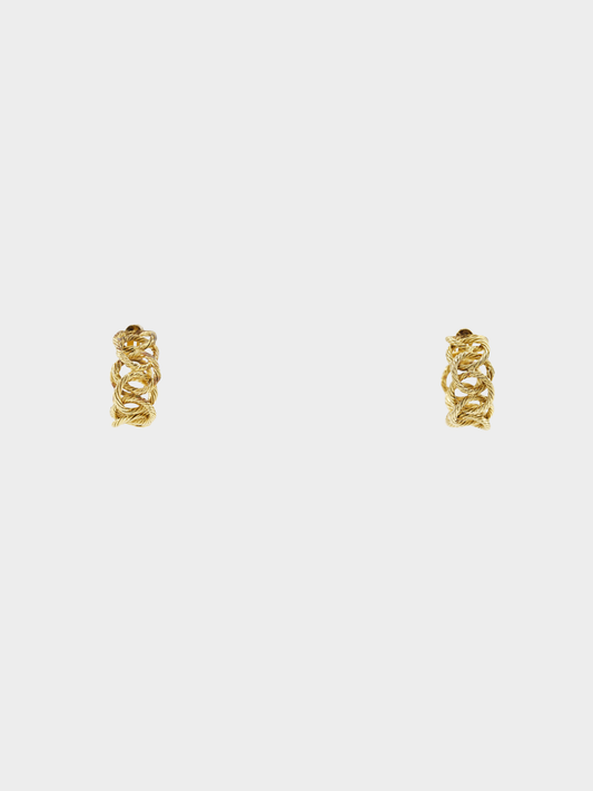 Chanel 1990 Gold Plated Rope Chain Earrings