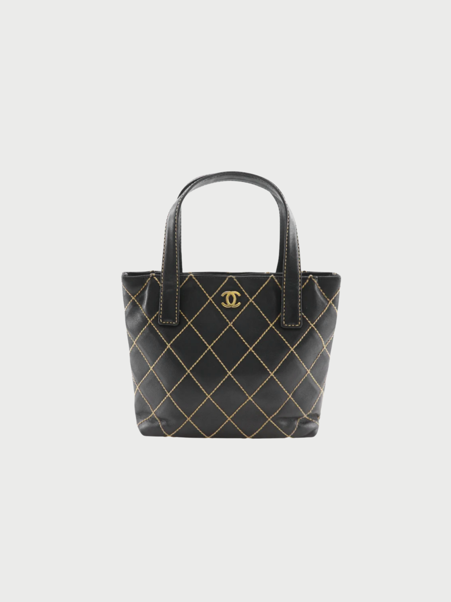 Chanel 2002 Black Calfskin Wild Stitch Handbag