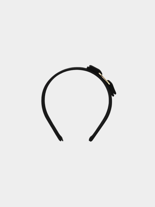 Salvatore Ferragamo 2000s Black Nylon Vara Ribbon Headband