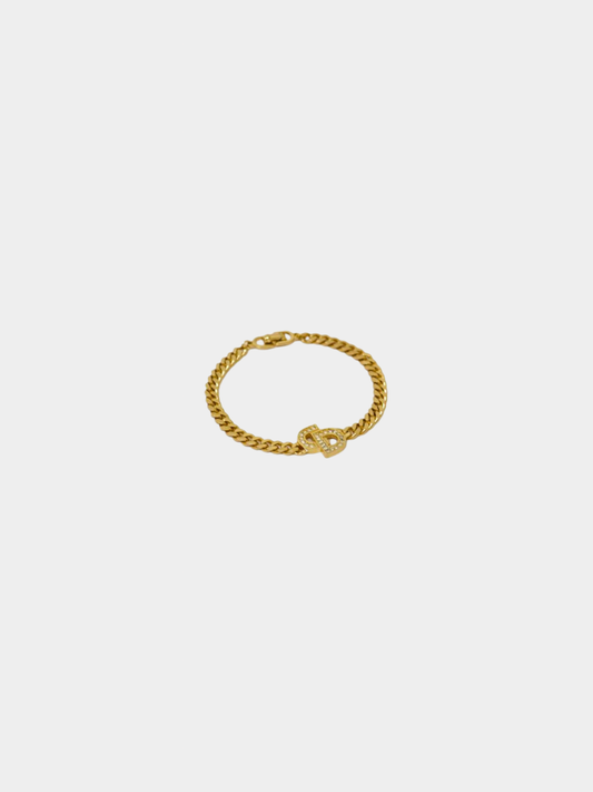 Christian Dior 2000s Gold CD Rhinestone Bracelet