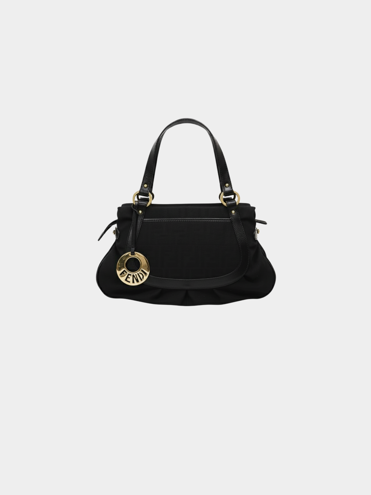 Fendi 2000s Black Nylon Leather Zucca Handbag