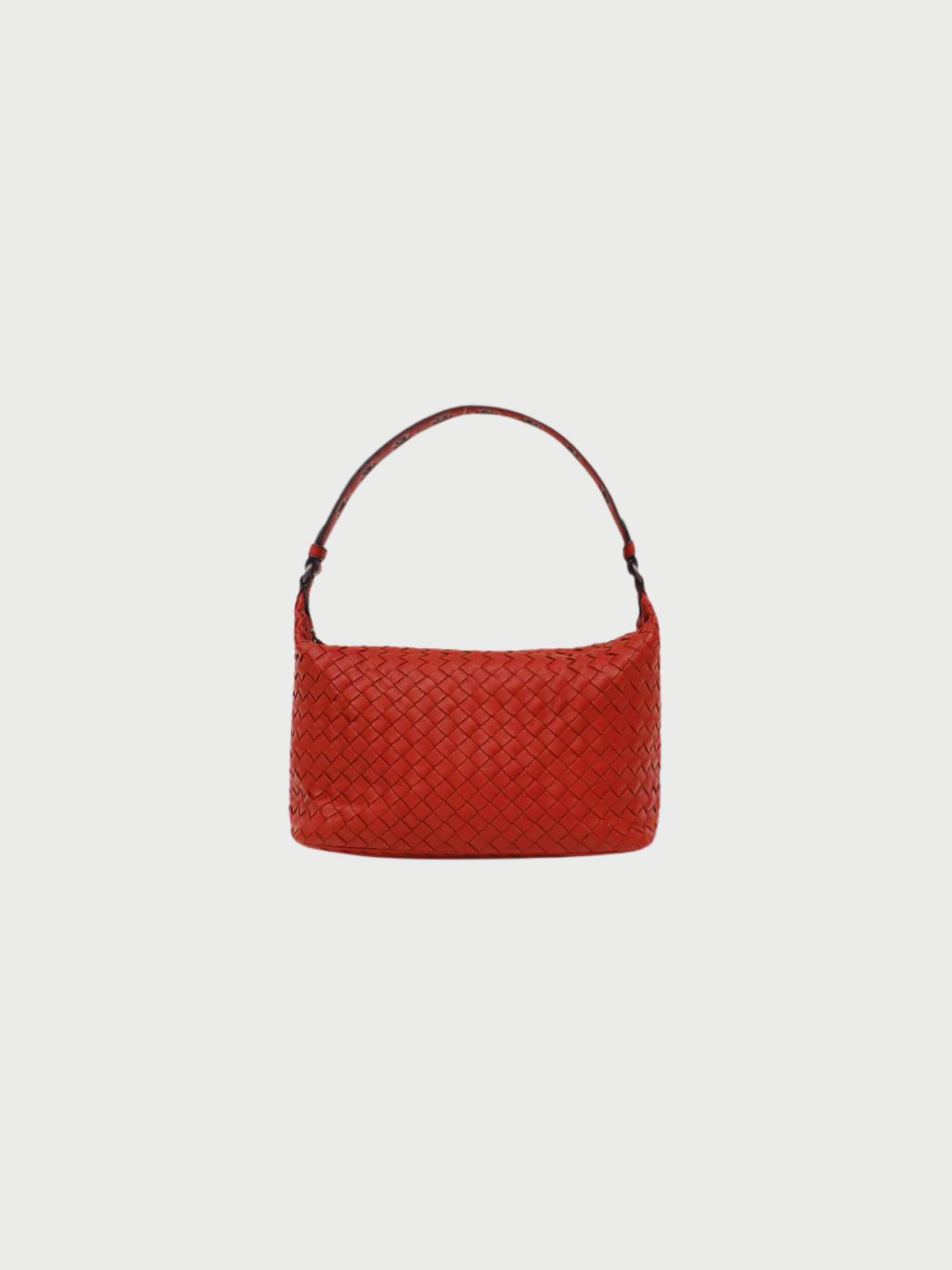 Bottega Veneta 2000s Red Intrecciato Leather One-Shoulder Bag
