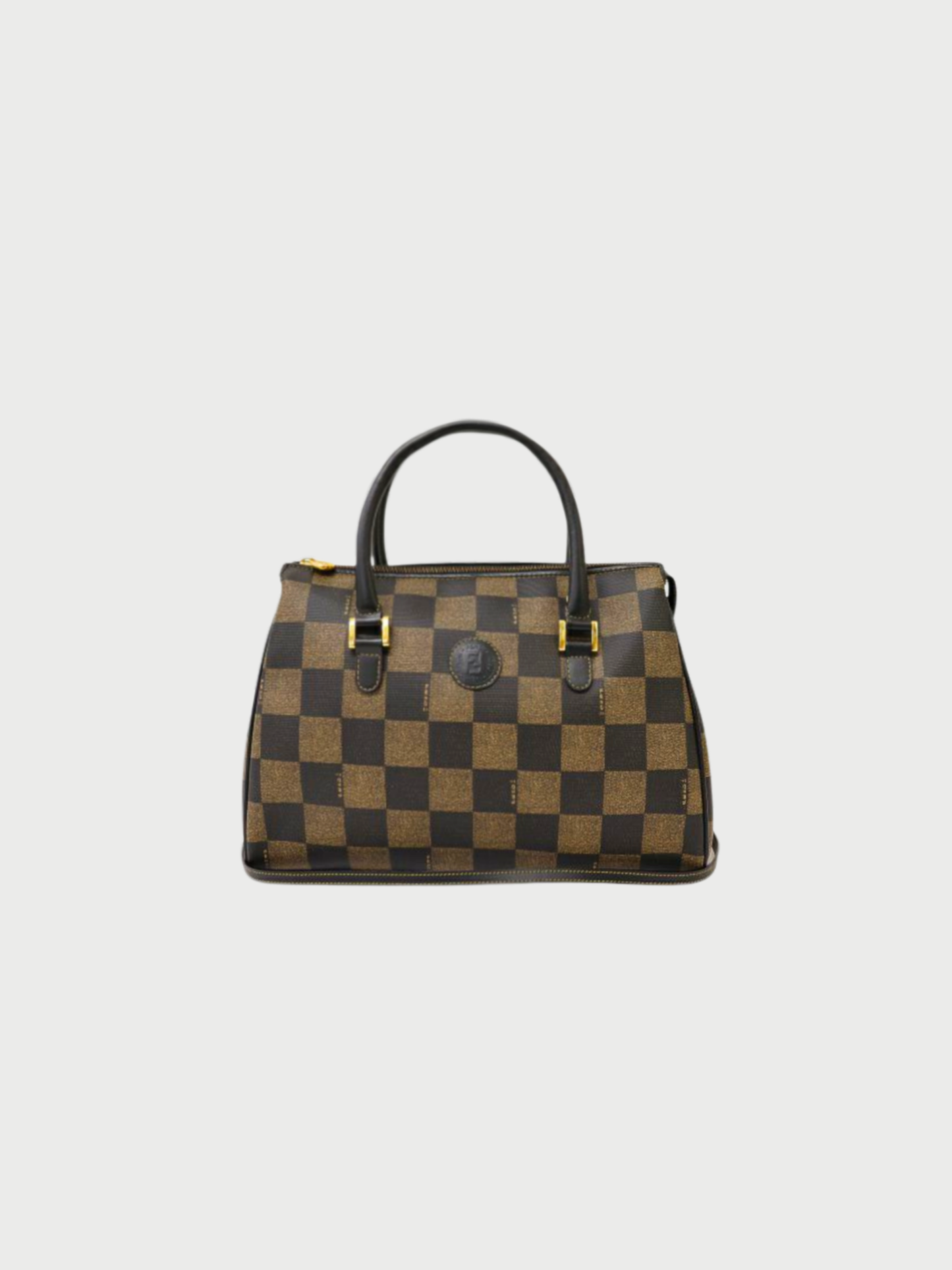 Fendi 2000s Khaki Black Pecan PVC 2-Way Bag