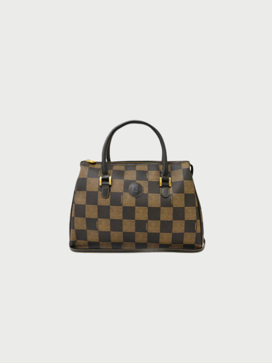 Fendi 2000s Khaki Black Pecan PVC 2-Way Bag