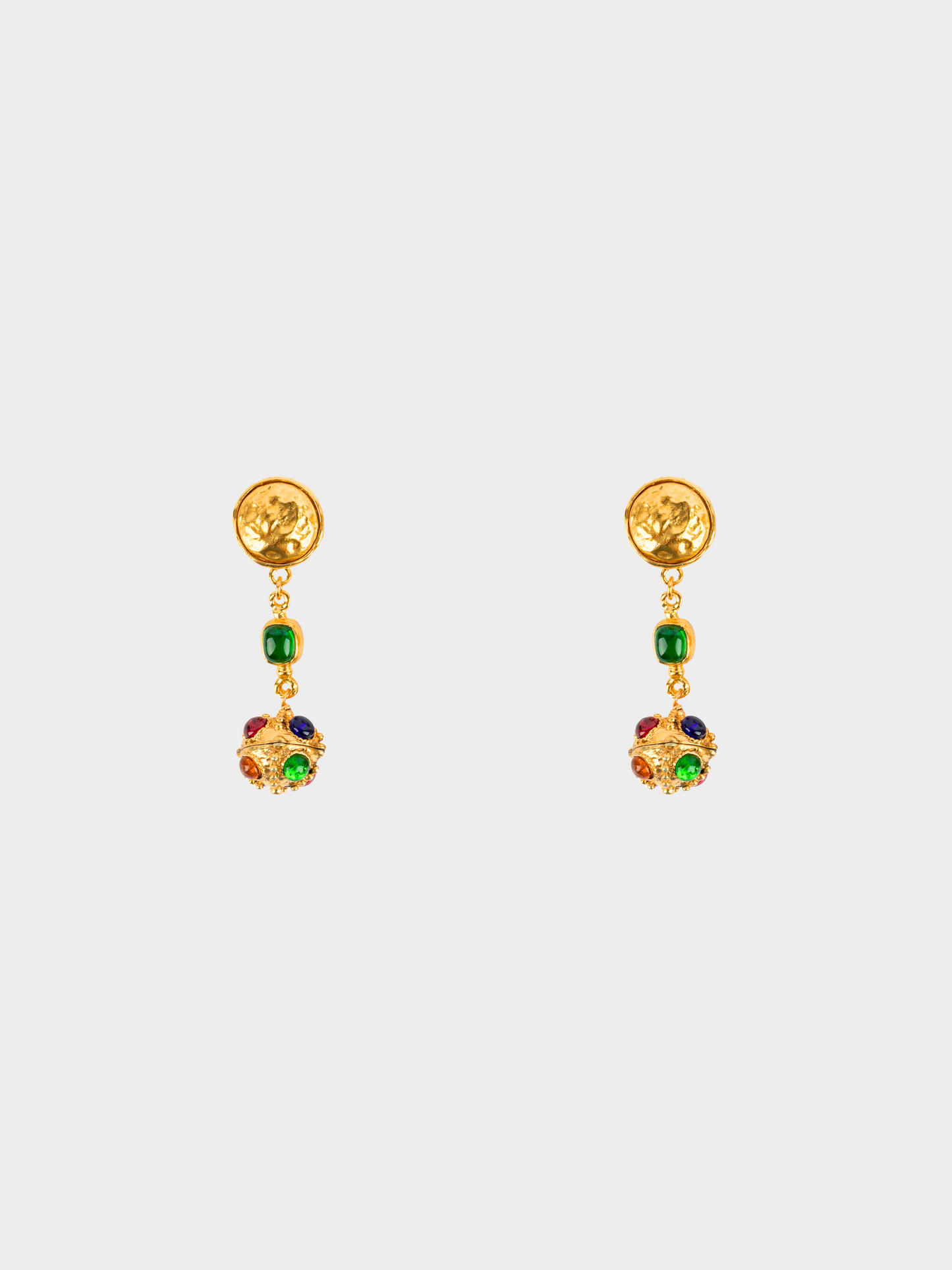 Chanel 1980s Gold Byzantine Hanging Clip-on Earrings
