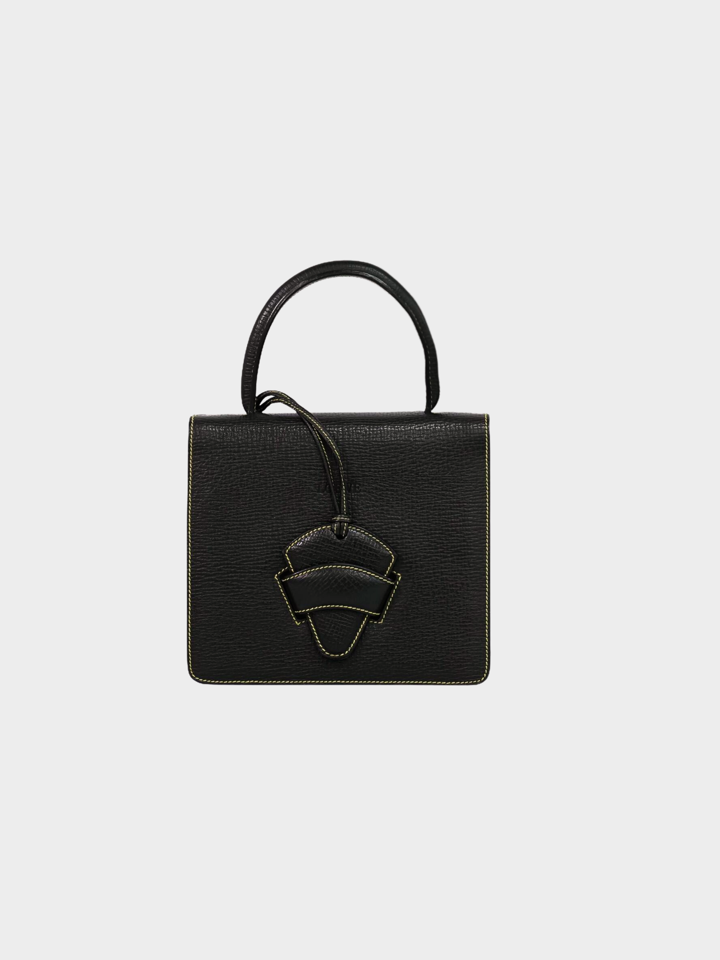 Loewe 1990s Black Grained Leather Barcelona 2-Way Handbag