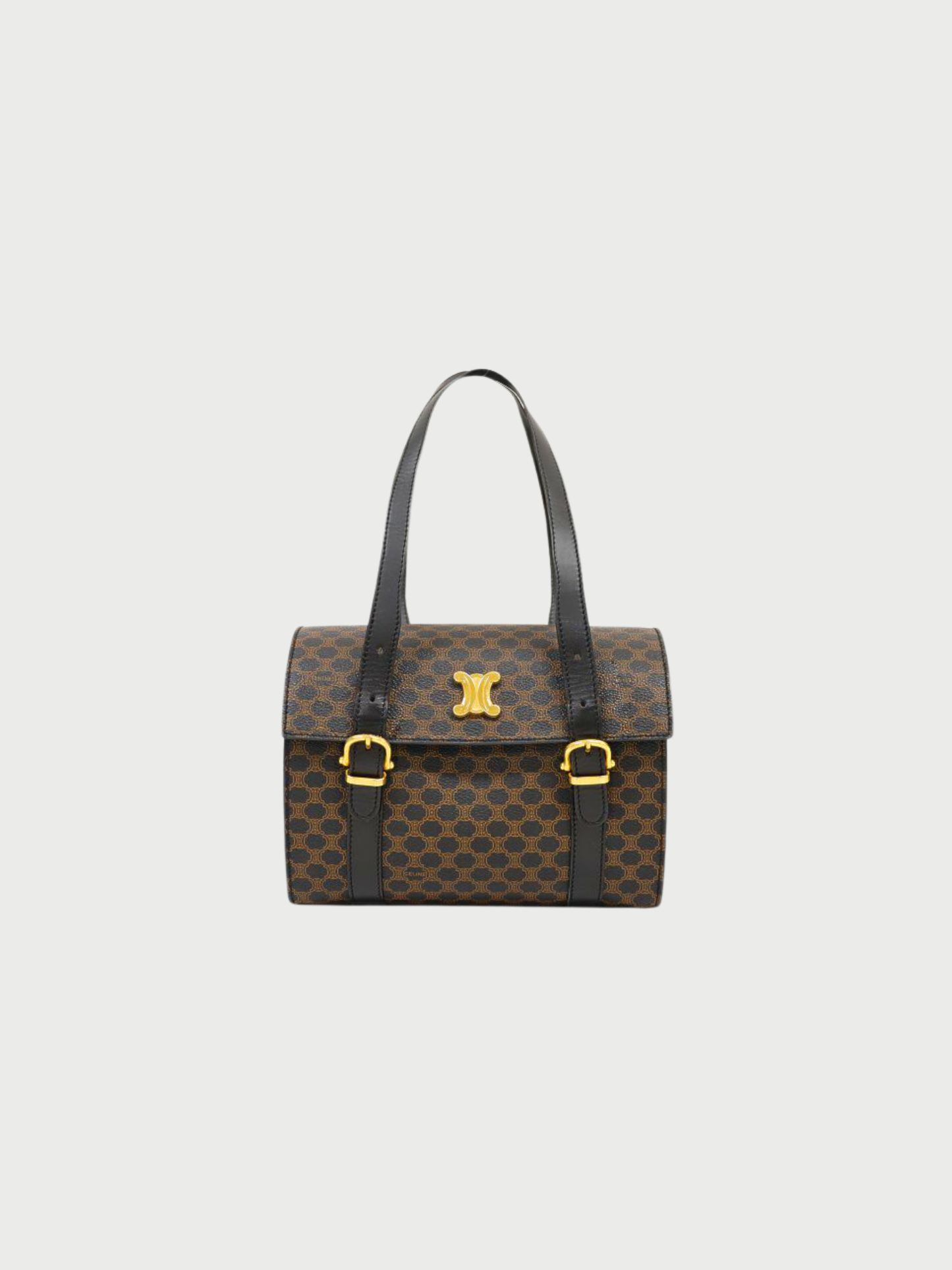 Celine 1990s Black PVC Macadam Triomphe Handbag