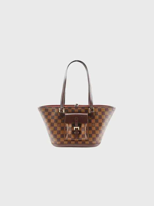Louis Vuitton 2004 Brown Damier Ebene Canvas Manosque PM Tote