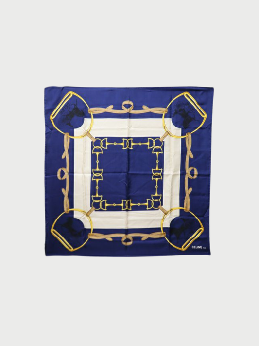 Celine 2000s Multicolor Silk Logo Scarf
