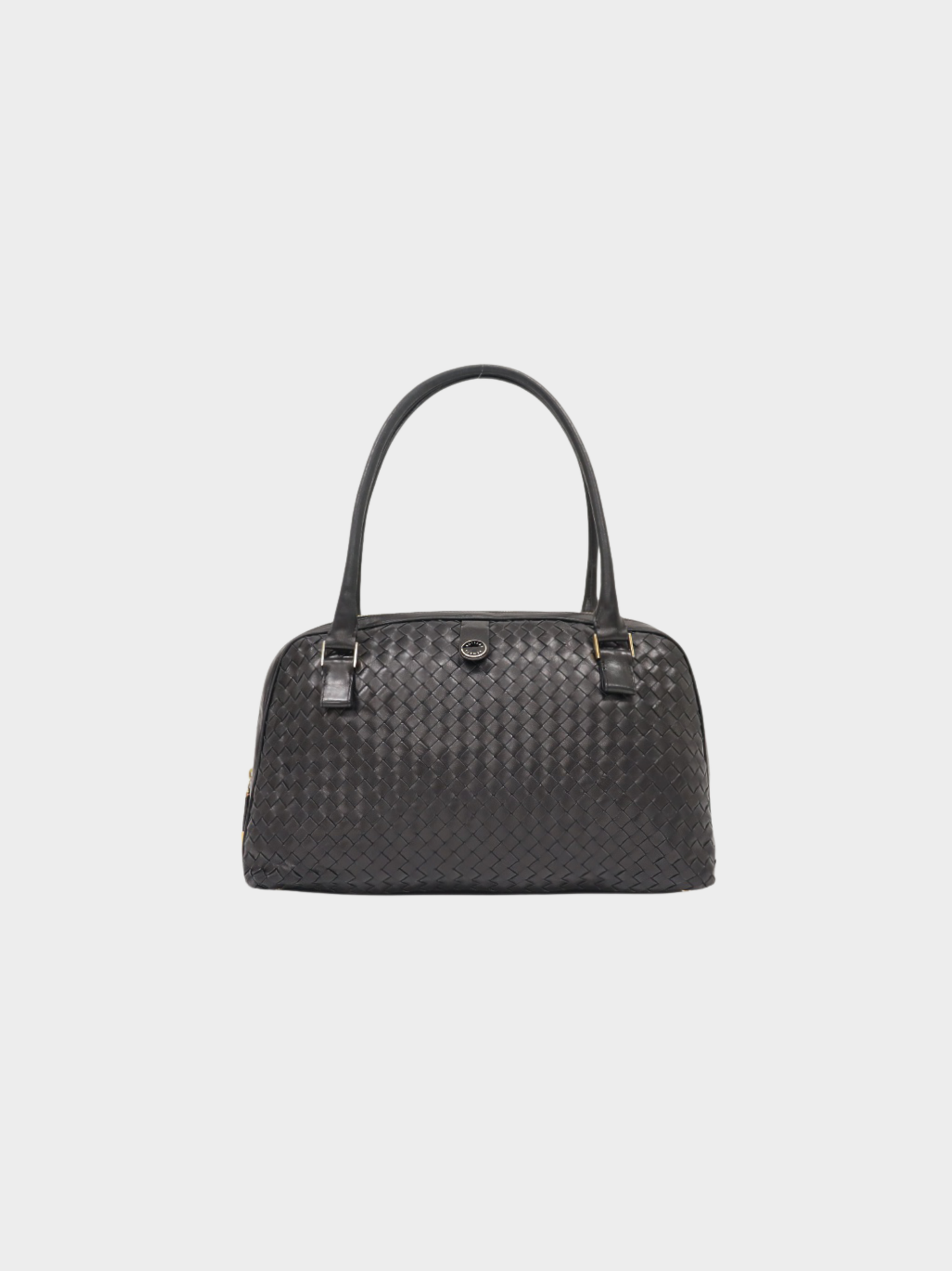 Bottega Veneta 2000s Black Intrecciato Leather Handbag