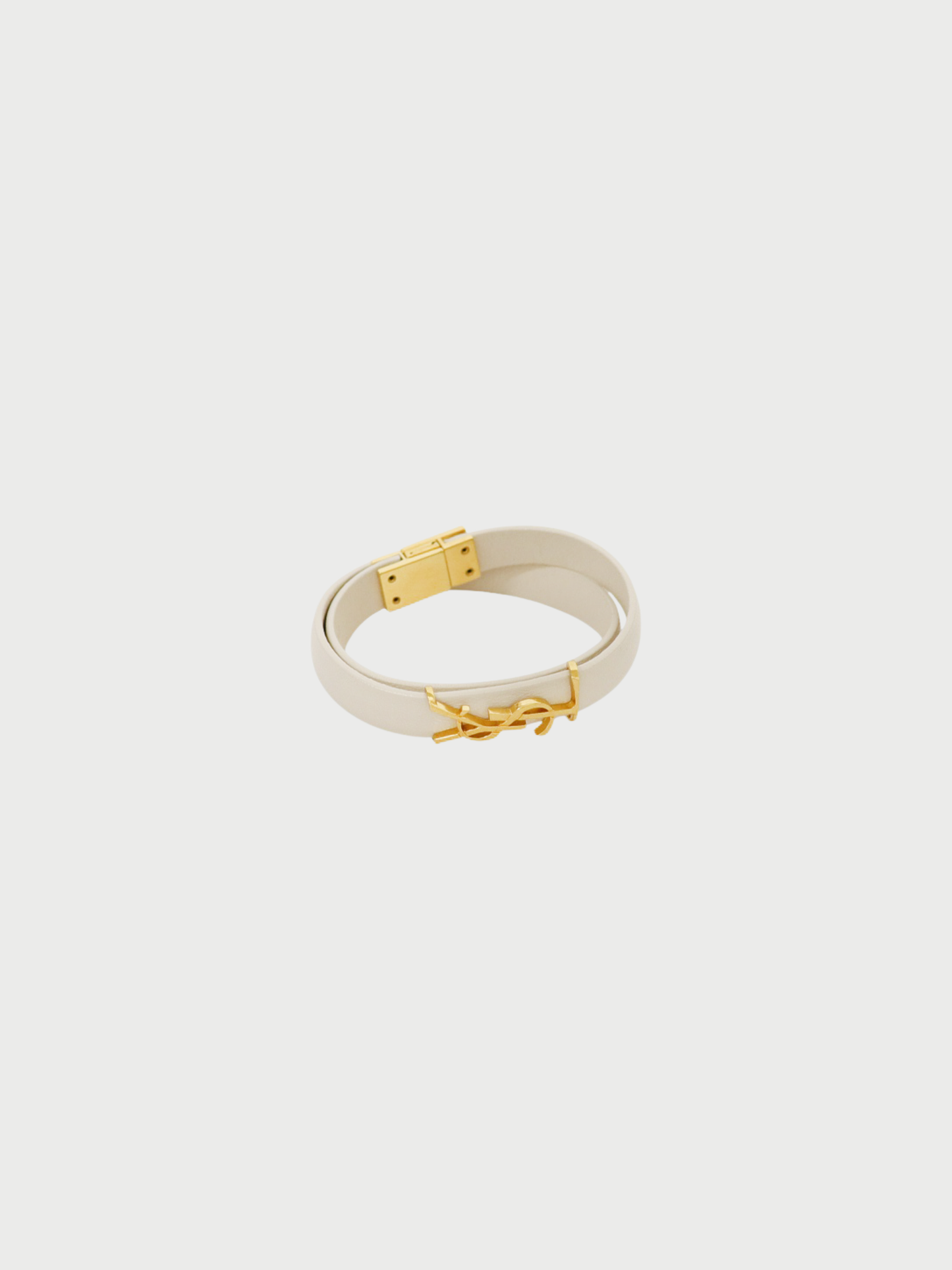 Yves Saint Laurent 2020s Ivory Gold Opyum Double Loop Leather Bracelet