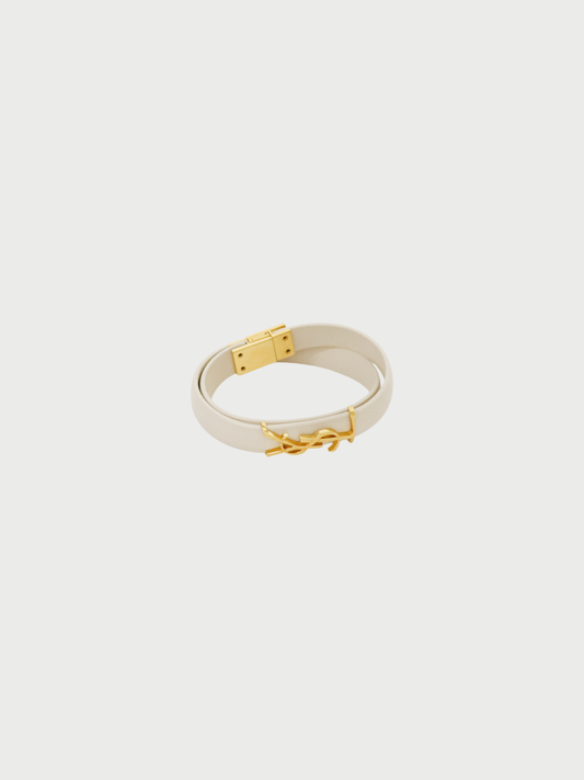 Yves Saint Laurent 2020s Ivory Gold Opyum Double Loop Leather Bracelet