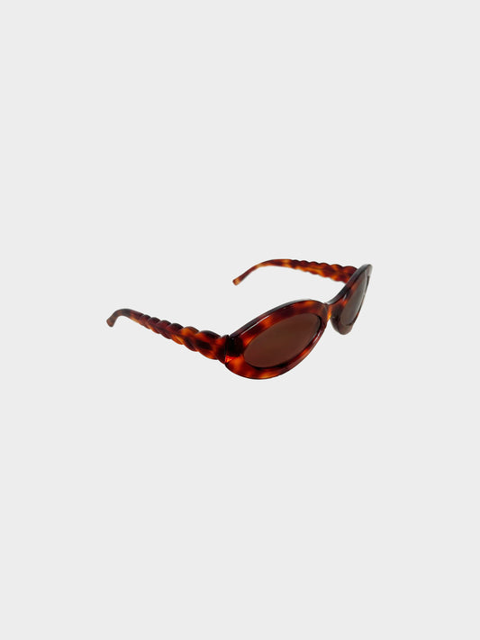 Yves Saint Laurent 1990s Vintage Tortoise Shell Cat Eye Sunglasses