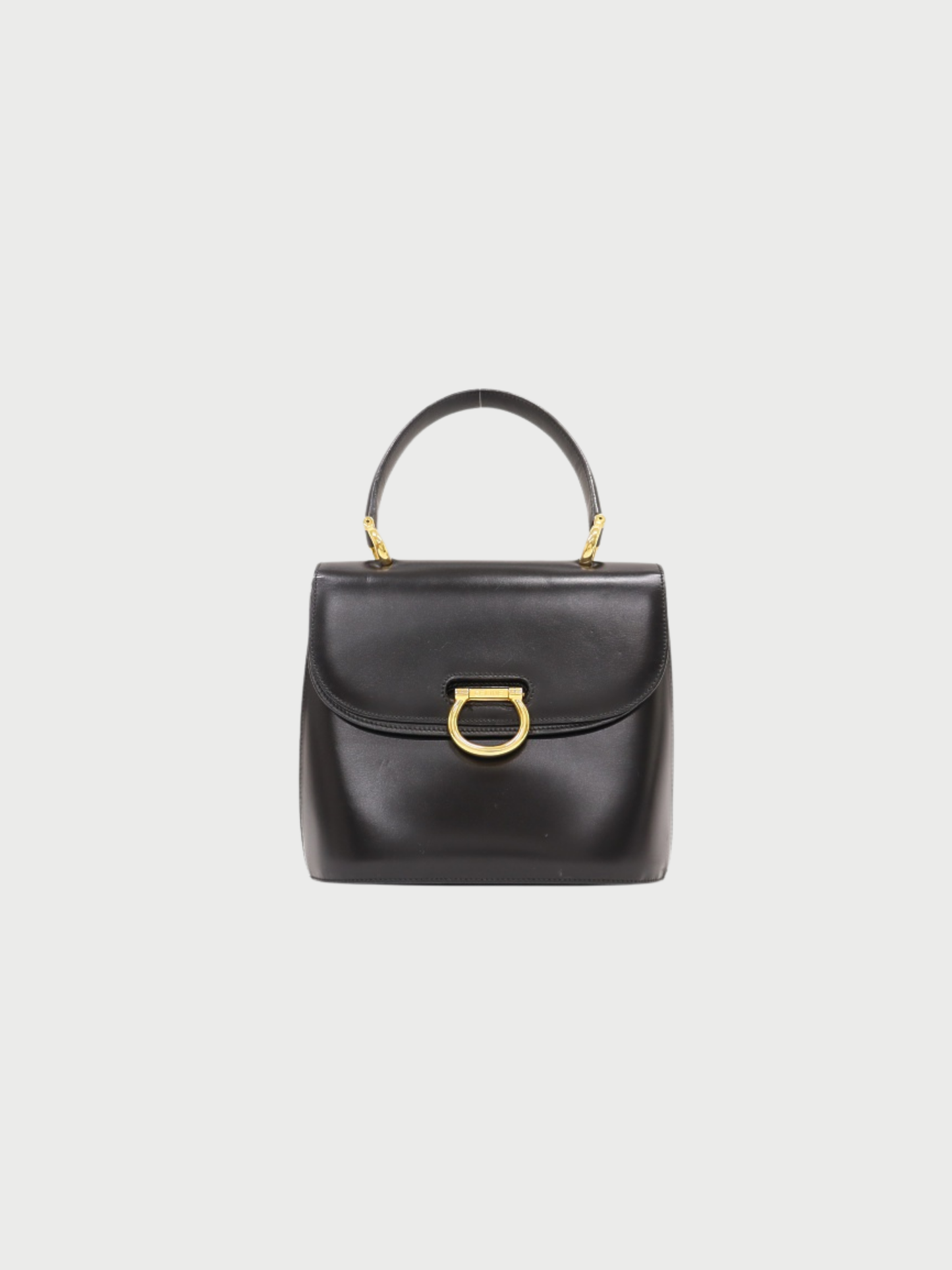 Celine 2000s Black Leather Double Flap Handbag