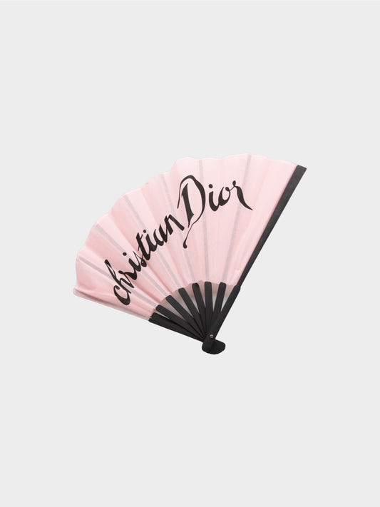 Christian Dior by John Galliano 2000s Rare Light Pink Logo Handheld Fan