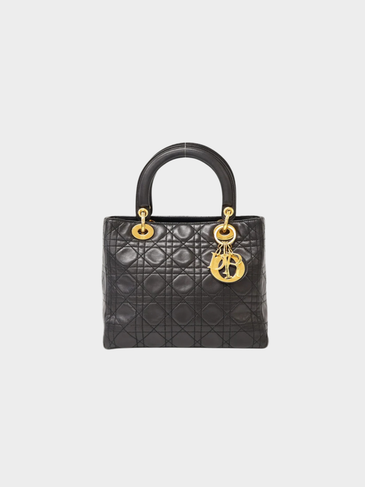 Christian Dior 2000s Black Leather Lady Dior Handbag