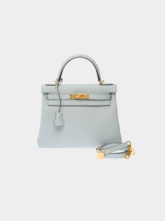 Hermès 2020s Blue Taurillon Clémence Kelly 28 Retourne Bag