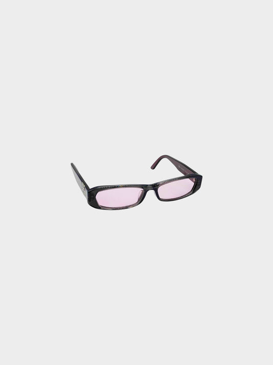 Gucci 2000s Purple GG-9051 Narrow Rectangular Sunglasses