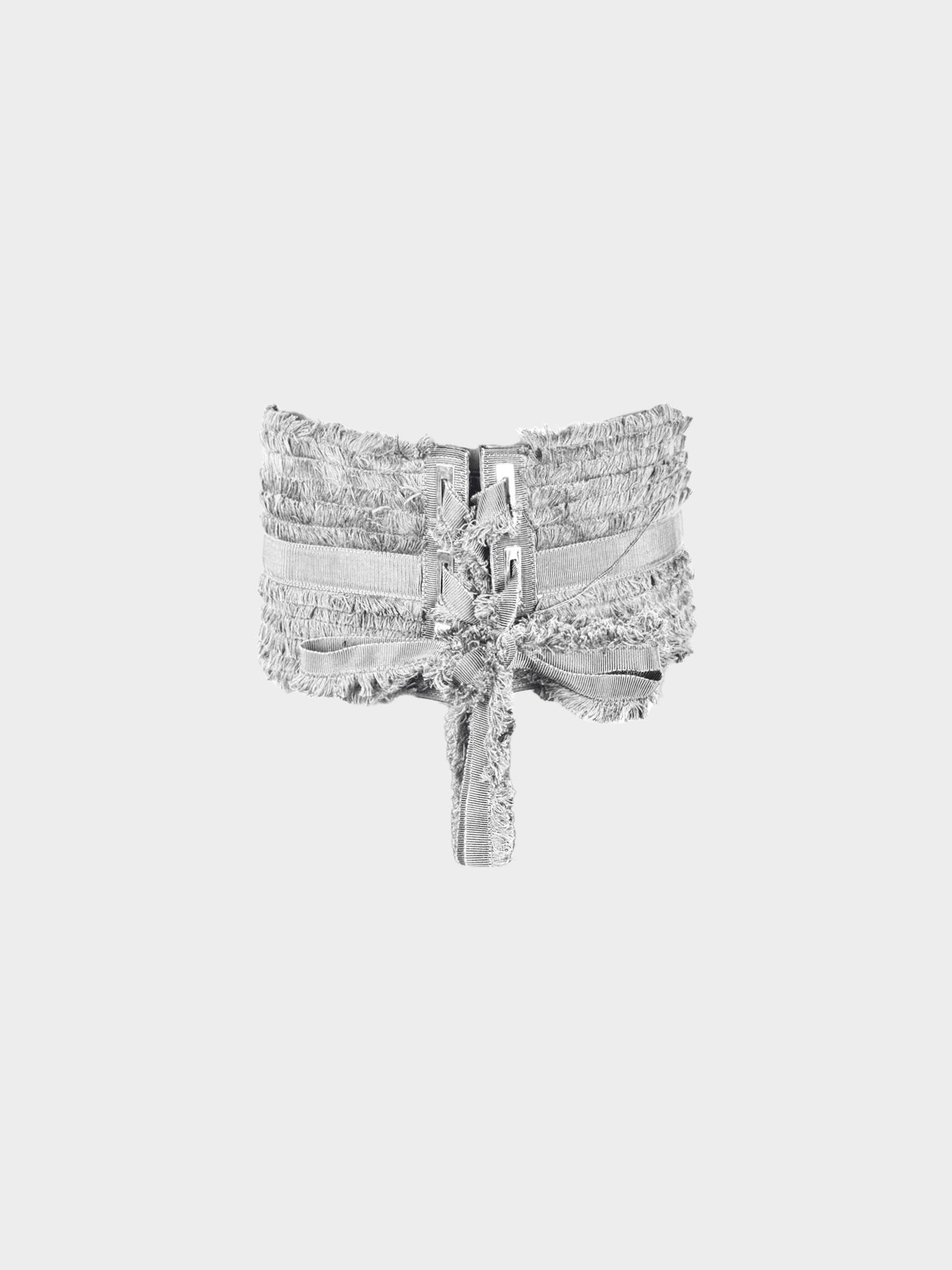 Alexander McQueen 2000s Grey Silk Satin Corset Belt