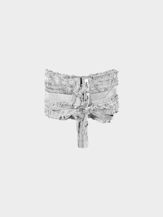 Alexander McQueen 2000s Grey Silk Satin Corset Belt